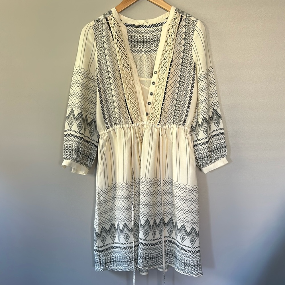 Anthropologie Floreat Perrie Dress Cream Black